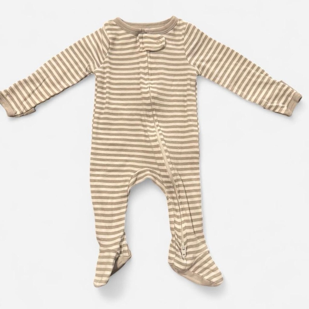 Cloud Island Cotton Striped Zip-Up Footie w/ Mitten Covers